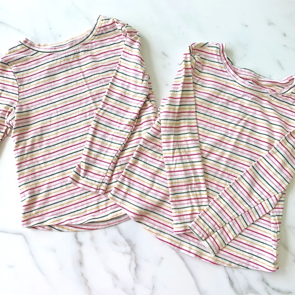 Old Navy twin girls long sleeve multi stripe shirt